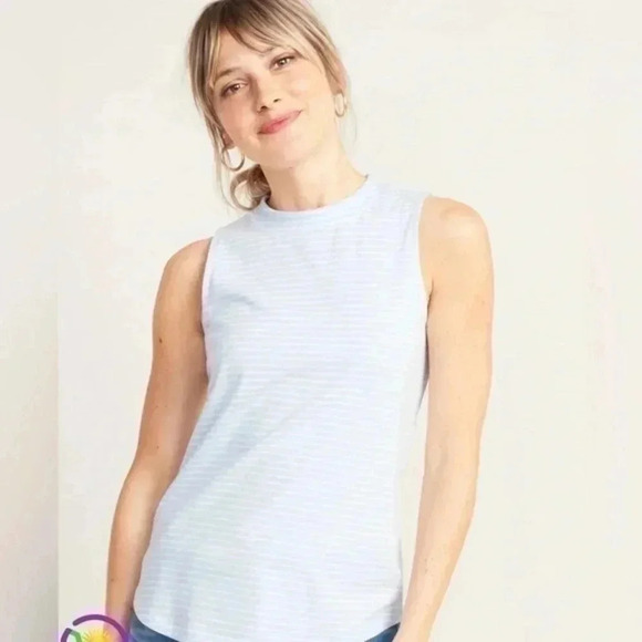 5/$25! NWT Old Navy Sleeveless Striped Mock Neck Tank - Picture 1 of 7